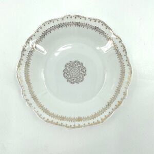 Antique O.& E.G. Royal Austria Porcelain Trinket Dish 5.25" White Gold Scalloped